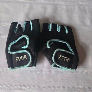 Size X-Large Zone Women's Black & Teal  Padded Palm Short Finger Fitness Gloves